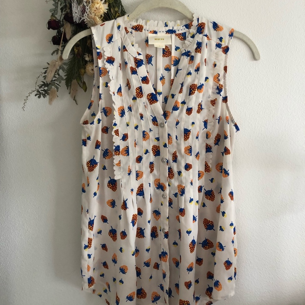 White blouse with strawberries